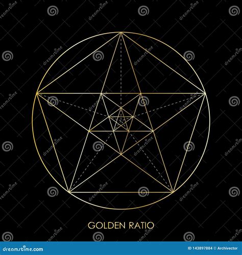 Pentagram Star Golden Ratio Stock Vector Illustration Of Balance