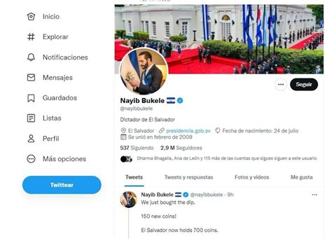 Nayib Bukele cambia su biografía en Twitter y se describe como