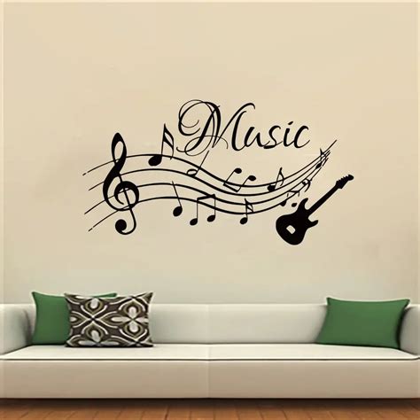 Wall Decals Music Decal Vinyl Sticker Guitar Musical Notes Pattern Clef