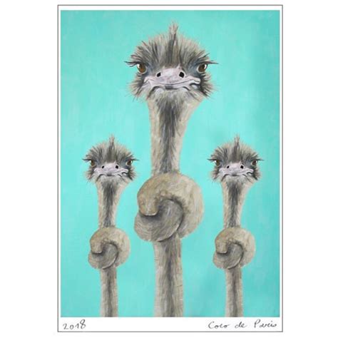 Ostrich Print Ostrich Art Printknotted Ostriches Funny Etsy