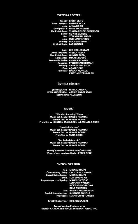 Image - Toy Story 2 Swedish Credits.png | Anime Voice-Over Wiki ...