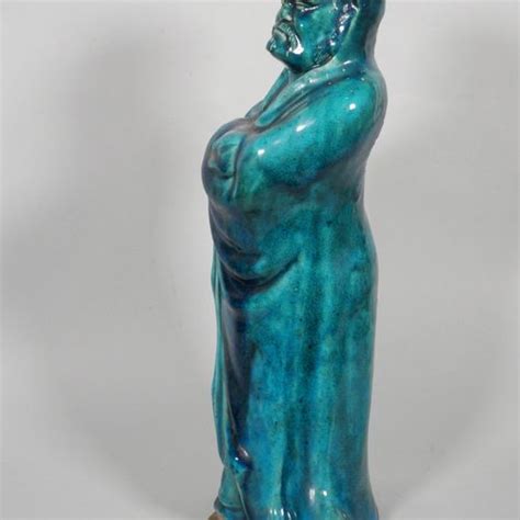 chine statuette en grès émaillé turquoise figurant un pe…