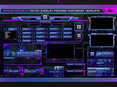 Gaming Republic Twitch Overlay Photoshop Template By Mcgraphics On