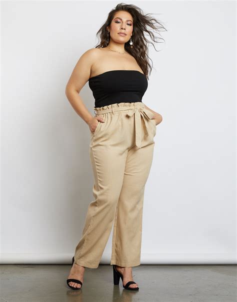 Plus Size Chloe High Waist Paper Bag Pants Plus Size Work Pants 2020ave