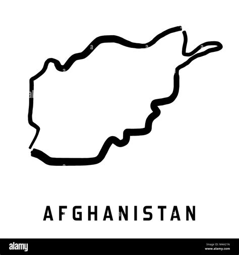 Afghanistan Simple Map Outline Smooth Simplified Country Shape Map