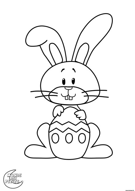 Coloriage Lapin De Paques Facile Dessin Paques à Imprimer