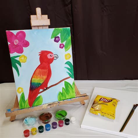 Kids Virtual Parrot Canvas Paint Pre Recorded Lesson A Sprinkle Of Fun