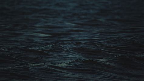 Hd Wallpaper Depth Of Field Blue Sea Dark Water Waves Simple