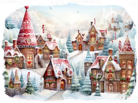 Whimsical Christmas Villages Illustration Ai Generated 27298353 Png