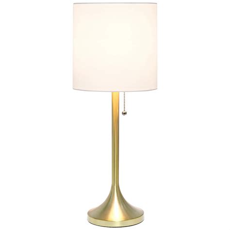 Simple Designs Gold Metal Accent Table Lamp With White Shade 85w73