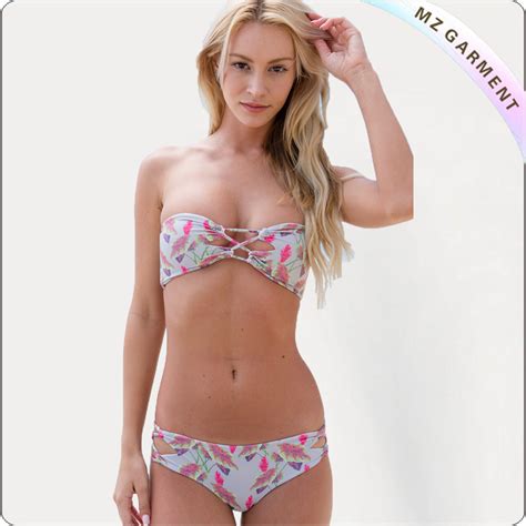Adult Two Piece Floral Bikini Strapless Top Topper