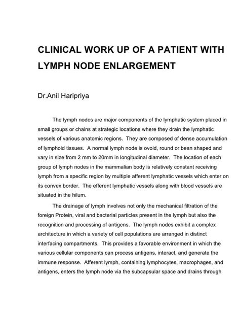 Clinical Work Up Of A Patient With Lymph Adenopathy By Anil Haripri