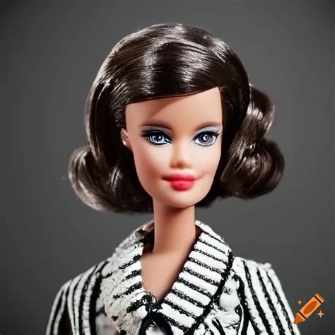 Vintage Brunette Barbie Swirl Ponytail In Classic Black And White