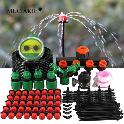 Muciakie 50m Diy Micro Drip Irrigation System Garden Two Dial Automatic