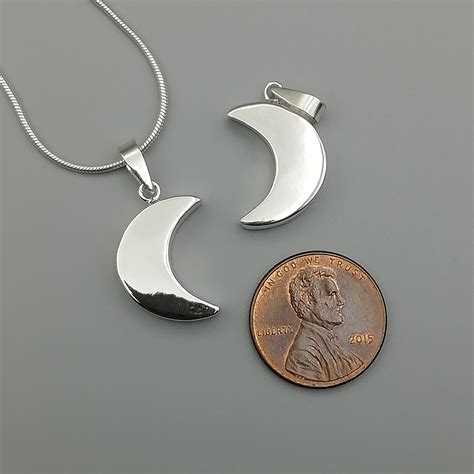 1 Sterling Silver Crescent Moon Pendant 925 Sterling Silver Etsy