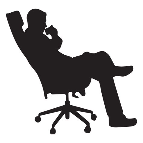 Man Sitting On Office Chair Silhouette Transparent Png