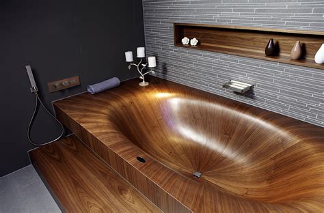Luxurious And Dramatic Wooden Bathtubs Make A Bold Visual Statement