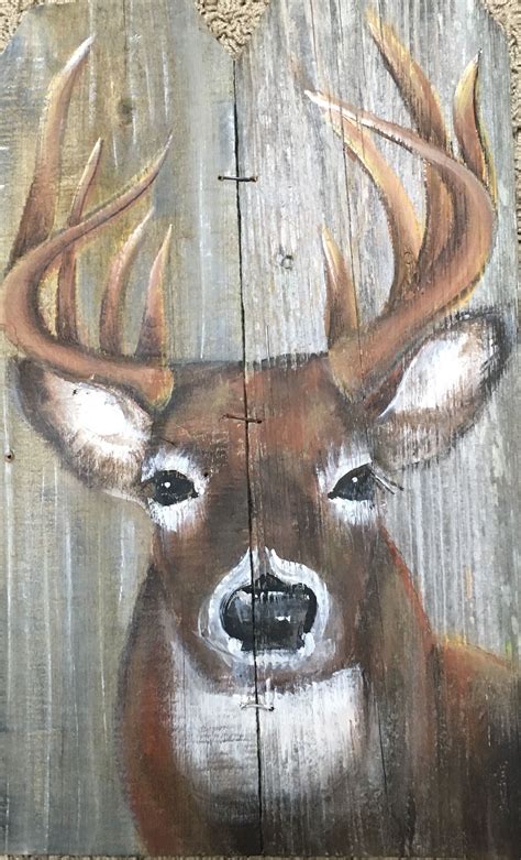 Deer Painted On Barn Wood Tole Painting On Wood Barn Wood