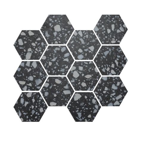 Terrazzo Hexagon Nero Mosaic 26cm X 278cm Wall And Floor Tile