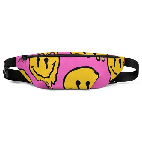 trippy melted smiley face fanny pack fruit print pouch bum etsy
