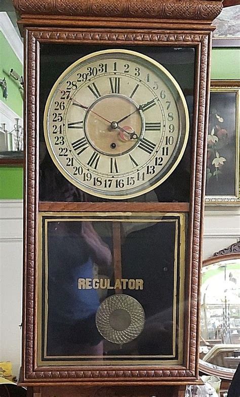 Antique Sessions Regulator Clock W Calendar Forestville Ct Circa 1890