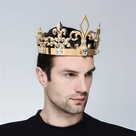 Dczerong Adult Men Birthday King Crown Large Size Crowns Gold Homecoming Costume Prom King
