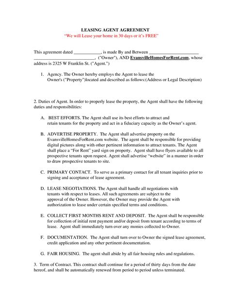 Rental Agent Agreement Gratis