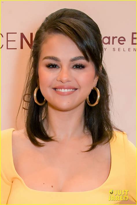 Full Sized Photo Of Selena Gomez Yellow Dress Rare Beauty Selena Gomez Shines In A Bright
