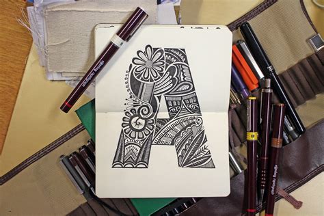 Letter A Hand Drawn Pen Sketch Drawing Behance