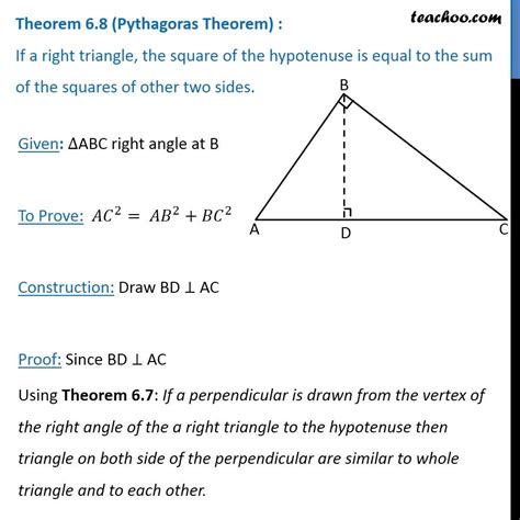 Theorem 68 Pythagoras Theorem Proof Class 10 Chapter 6