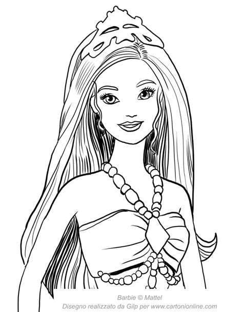 Dibujo De Barbie Sirena Con La Cara En Primer Plano Para Colorear