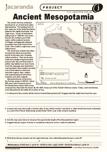 Ancient Mesopotamia Worksheet For 9th 12th Grade Lesson Planet