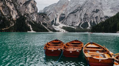 Boat Mountains Lake Water Wallpapers Wallpaper Cave