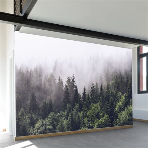 Misty Forest Wall Mural Forest Mural Forest Wall Mural Wall Murals