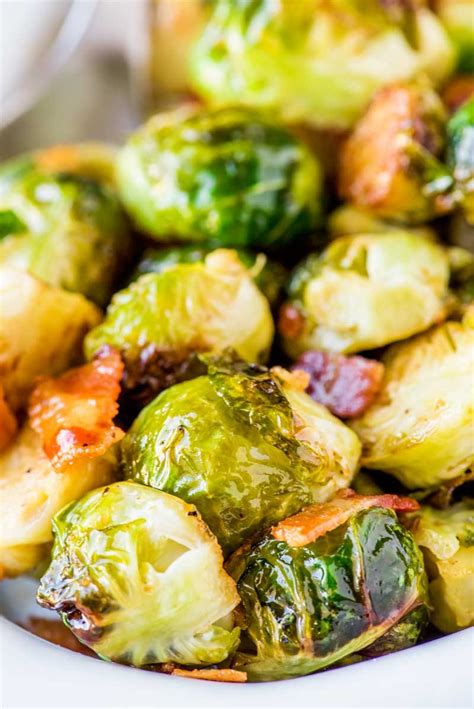 Let sit a few minutes before eating, the middle is. Maple Bacon Brussels Sprouts - Homemade Hooplah