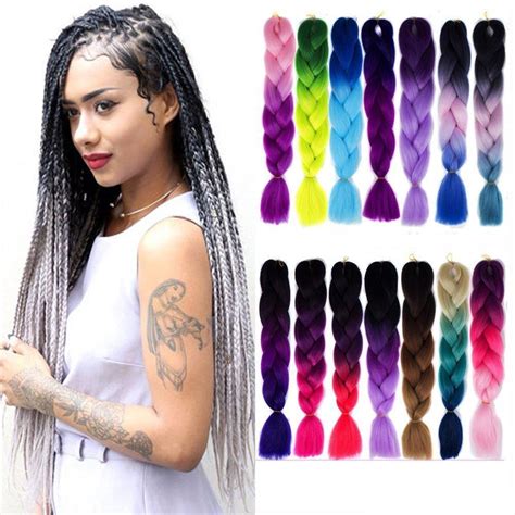 Ombre Three Colors Synthetic Xpression Braiding Hair 24inches 100gpack