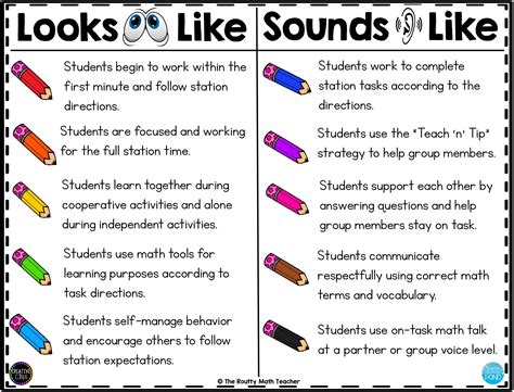 Grab Your Free Math Stations Looks Like Sounds Like Chart