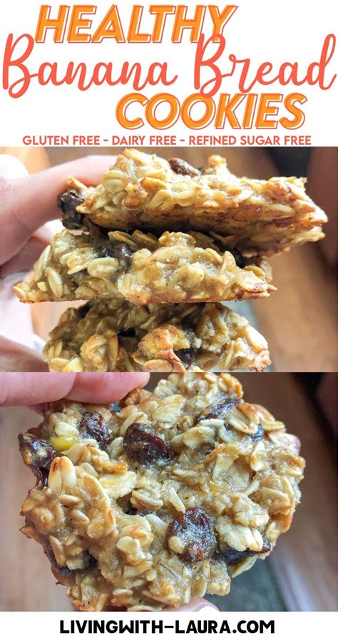 Stir oats, bananas, applesauce, raisins, almond milk, vanilla extract, and cinnamon together in a bowl until evenly mixed; HEALTHY BANANA BREAD COOKIES - Living with Laura in 2020 ...