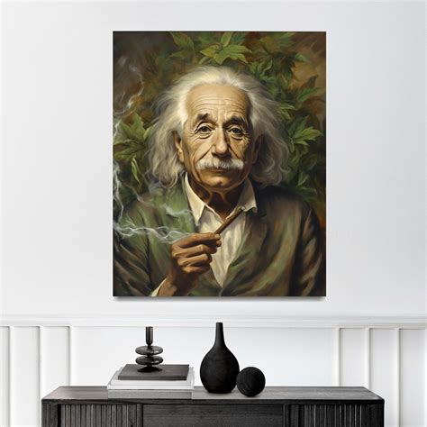 Albert Einstein Smoking Weed Joint Oil Painting Wall Art Etsy