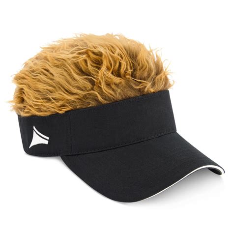 Flair Hair Sun Visor Cap With Fake Light Brown Hair With Black Adjust