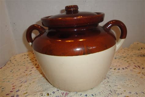 Vintage Mccoy Bean Pot Cookie Jar Stoneware Crock Etsy