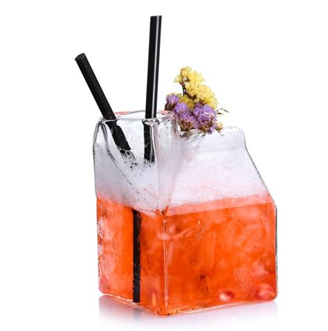 Free Shipping 4 Pcs Square Shape Cocktail Glass Milk Juice Glass Drinkware Set Of 4 In