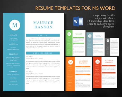 Simple Elegant 3 In 1 Word Resume Resume Design Template Resume