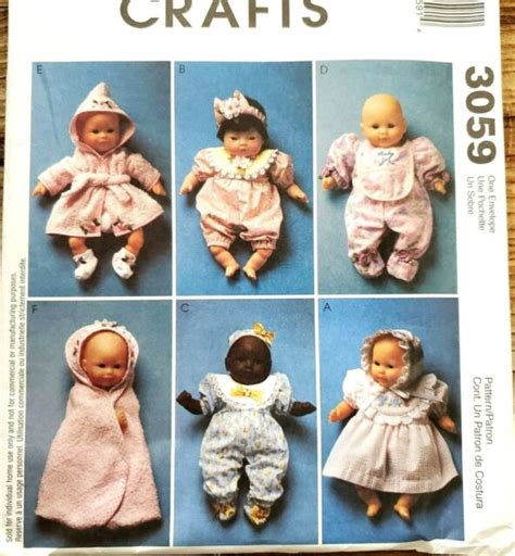 Mccalls 3059 Sewing Pattern 3 Sizes Baby Doll Clothes Year 2000 Uncut