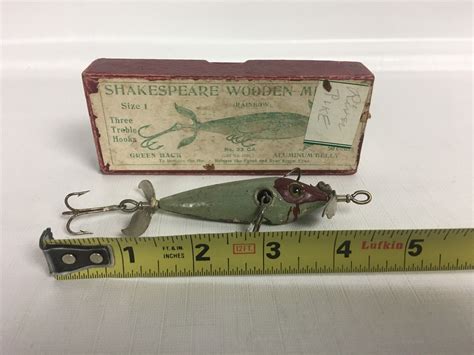 Vintage Shakespeare Minnow Wooden Fishing Lure With Box Ebay