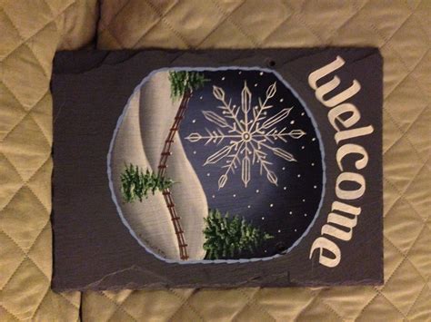 Hand Painted Sign Personalized Snowmen Slate Welcome Snowman Etsy