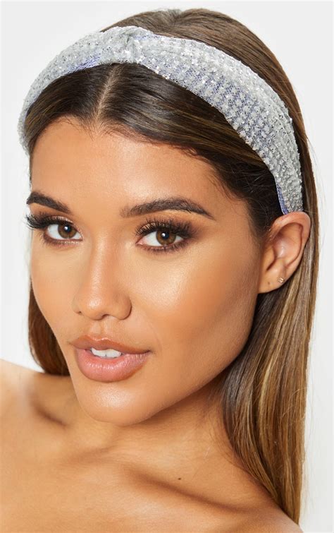 Silver Glitter Knotted Headband Accessories Prettylittlething Qa