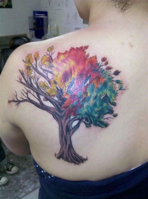 Four Seasons Tree By Truebluetattoo On Deviantart Tree Tattoo Nature