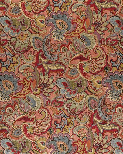 Red Bandana Paisley Floral Upholstery Fabric By The Yard Sewing And Fiber
