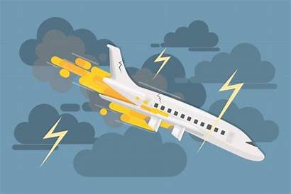 Crash Airplane Plane Vector Clouds Burning Clip